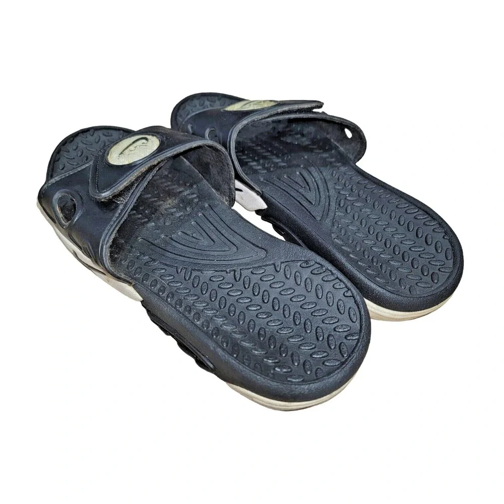 Vintage Y2K Nike Slides Men's Black White Rubber Sandals Size 12 - 810006 001